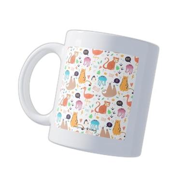 Imagem de Caneca Xícara de Café Porcelana 300ml com Desenho de Animais e Palavras Engraçadas