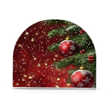 Imagem de xigua Suporte de guardanapo de bola de decoração de Natal para mesas, porta-guardanapos de papel de placa acrílica elegante, dispensador de papel de seda independente moderno para jantar, sala de