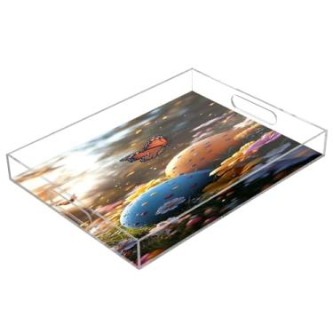 Imagem de STAYTOP Bandeja de acrílico Happy Easter Eggs 15,7 × 11,20 cm, bandejas decorativas à prova de derramamento, organizador de bancada para café da manhã, chá, comida, maquiagem
