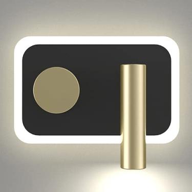 Imagem de Arandela de parede LED de 13W com interruptor, formato redondo/quadrado e giratório, iluminação de destaque ajustável para leitura ao lado da cama no quarto.