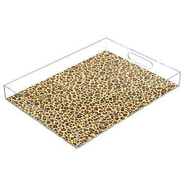 Imagem de STAYTOP Bandeja de servir de acrílico moderna com estampa de leopardo, 15,7 x 11,20 cm, bandejas decorativas à prova de derramamento, organizador de bancada para café da manhã, chá, comida, maquiagem