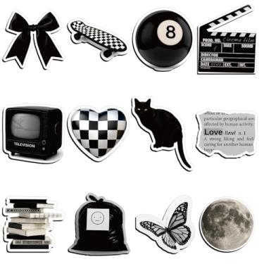 Imagem de Saysurey 12 peças de ímã de geladeira vintage preto branco estilo moda ímãs de geladeira decoração DIY para armário de cozinha, lava-louças, escola, escritório e acessórios de presente de aniversário