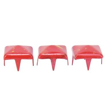 Imagem de Generic Rebites Quadrados Elegantes de Metal Decorativo 9mm para Bolsas Diy, Chapéus, Artesanato de Couro, 200 Peças para Costura de Roupas (Pontos amarelos em fundo vermelho)