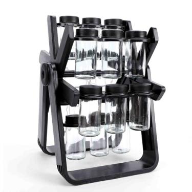 Imagem de Luocute Organizador de Rack Rotativo, Carrossel Giratório de 360 ​​graus Com 18 Frascos de Vidro e Etiquetas, Armazenamento Compacto de Bancada para Cozinha