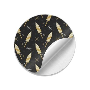 Imagem de Autocolantes Adesivos Redondos Ano Novo 25 Unidades Com Estampa de Foguetes - Tamanho 50x50cm