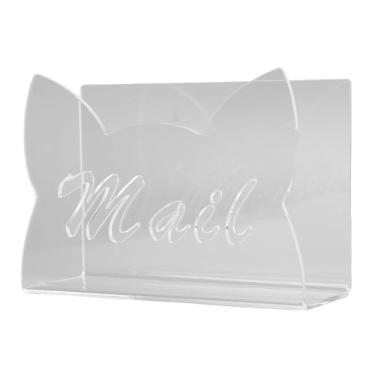 Imagem de Eujgoov Suporte de Correio Acrílico para Organizador de Mesa, Classificador Vertical de Envelope de Orelha de Gato, Material Escolar de Escritório Leve de 5,9x2,2x3,9in (Transparente)