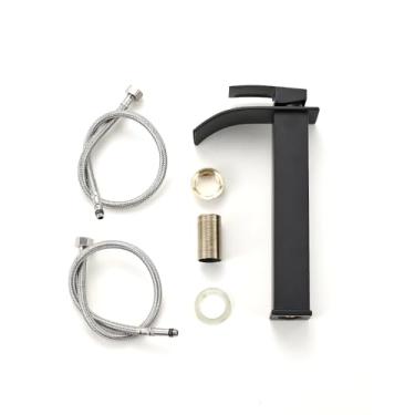 Imagem de Heemli Torneira Banheiro De Mesa Bica Alta 1/4 De Volta Aço Inox 304 Saída da cachoeira Preto fosco (Aço Escovado)