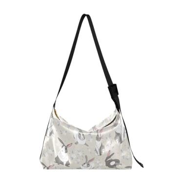 Imagem de Lindas bolsas Hobo de couro preguiças tropicais para mulheres bolsa transversal masculina estampa animal bolsas femininas outono, Coelho cinza fofo