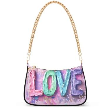 Imagem de Bolsa feminina pequena para celular flamingos rosa aquarela praia pequena bolsa de mão fofa bolsa de ombro, Palavra de amor, dia dos namorados, cor pastel