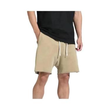 Imagem de Bermuda De Algodão Masculina Para Verão Com Bolso Com Zíper, Solta, Pa
