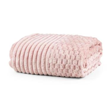 Imagem de Cobertor Grosso Toque Aveludado Ultra Soft 280grs 3D Relevo Manta Macio e Quente (Casal, Zurique Rosa)