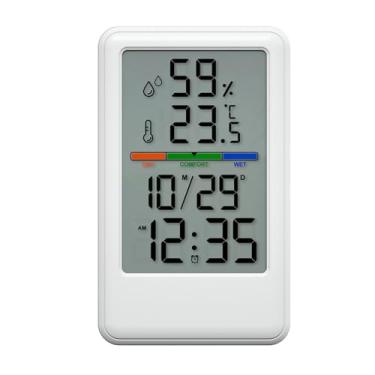 Imagem de Relógio de cozinha interno de tela grande, termômetro e higrômetro de parede com despertador de exibição digital, dispositivo de temporizador, conveniente e durável