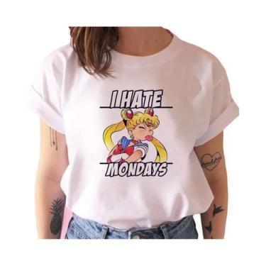 Imagem de Camiseta Feminina Estilo Harajuku Anos 90 Com Estampa De Gato Kawaii, 