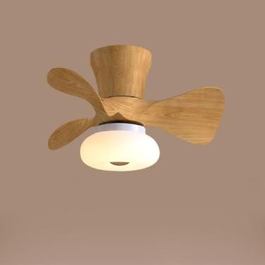 Imagem de Ventilador de teto silencioso para quarto infantil com iluminação, controle remoto e luminária integrada para sala de estar, restaurante e quarto infantil (madeira).