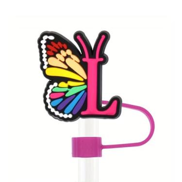 Imagem de Tampa de palha borboleta – 9 peças de topo de tampa fofas reutilizáveis, topo de silicone compatível com copos de 30 e 1,134 g, tampa protetora para uso diário