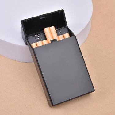 Imagem de 1 estojo de cigarro masculino elegante de cor sólida, cartucho flip-top, resistente e fácil de transportar (preto)