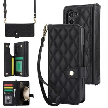 Imagem de Capa carteira para Samsung Galaxy Z Fold 7 com suporte para cartão, compartimento para dinheiro e compartimento para caneta, 【Bloqueio RFID】 Fecho magnético de couro dobrável com suporte para celular