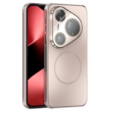Imagem de LTLMYDAM Capa fina para Huawei Pura 80 Ultra/80 Pro/80Pro+/80, capa de proteção de câmera fosca magnética clássica à prova de choque, rosa, 80 Ultra/80 Pro
