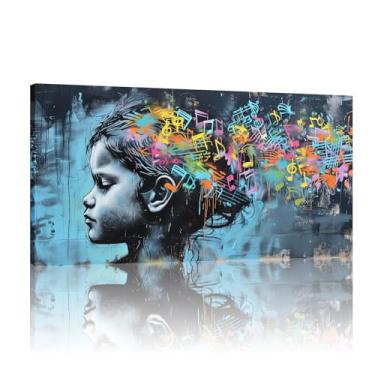 Imagem de Banksy Artwork Graffiti Wall Art, Graffiti Canvas Print Wall Art, Conjunto de 1 Arts Banksy Canvas, Girl Canvas Wall Art - (40x80cm)16x32 polegadas sem moldura