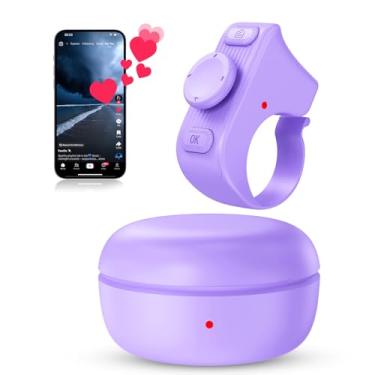 Imagem de Anel de rolagem TikTok controle remoto com estojo de carregamento - virador de página Bluetooth com ponta de dedo para aplicativo Kindle, controle remoto de obturador de câmera, rolagem sem fio para