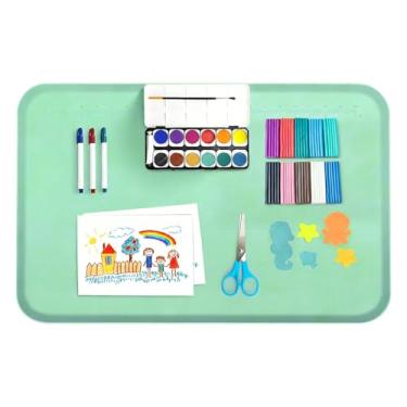 Imagem de Tapete De Pintura Infantil - Bandeja De Tinta Portátil Antiderrapante E Antiaderente,Estação de Tapete e Folha de Pintura para Artistas,para Resina, Argila, Arte, Artesanato, Balcão, Mesa e Estudo