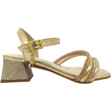 Imagem de Sandália Infantil Menina Casual Social Dia a Dia Passeio Festa com Pingente e Strass Salto Baixo Con-Feminino