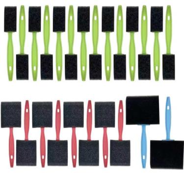 Imagem de 24 pincéis de tinta de espuma, pincéis de esponja de plástico Coloful para pintura, esponja de tinta, leve e durável, conjunto de pincéis de espuma premium, coloração, vernizes e projetos de