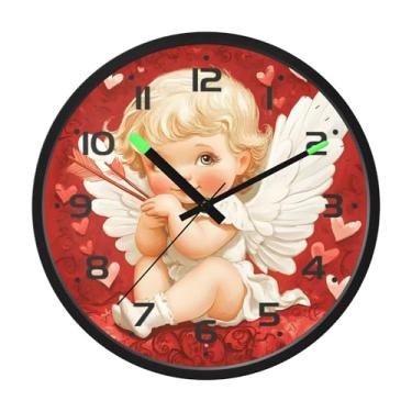 Imagem de SEHANY Lindo relógio de parede anjo silencioso sem tique-taque relógio redondo operado por bateria 30 cm controle de som luz noturna relógios de parede para sala de estar, cozinha, quarto, escritório