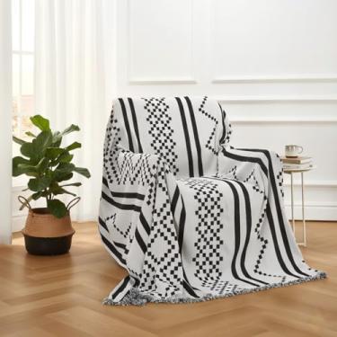 Imagem de amorus Cobertores boêmios, cobertor de chenille, jacquard de chenille, borlas, capa macia para sofá, cama, acampamento ao ar livre, piquenique, carro, viagem, quente e aconchegante para as estações