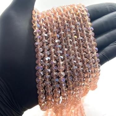 Imagem de Fio de Cristal de Vidro 8mm Facetado para Bijuterias e Artesanato – 67 Peças por Fio (ROSE BOREAL)