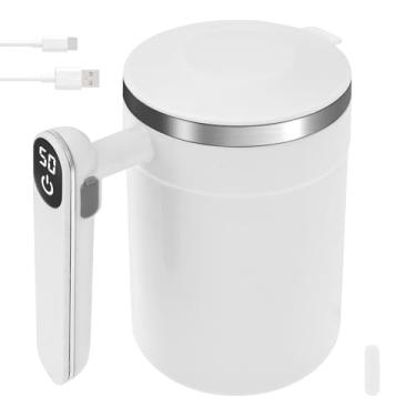 Imagem de ZJRDYYK Copo de mistura elétrica recarregável com magnético, caneca de café com agitação magnética automática de 400 ml, copo elétrico de mistura automática com agitador magnético para café, leite