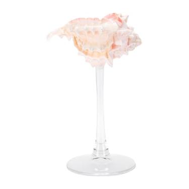 Imagem de Aqur2020 Copo de Vinho Em Concha, Cálice de Haste Longa Artesanal para Bebidas Frias, Concha Natural e Decoração de Peça Central de Mesa de Vidro, Aprox.Talheres Exclusivos de (Base Transparente
