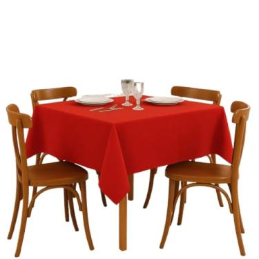Imagem de Toalha de Mesa Lisa Quadrada 4 Lugares Tecido Oxford – Cores Modernas e Duráveis(VERMELHO)