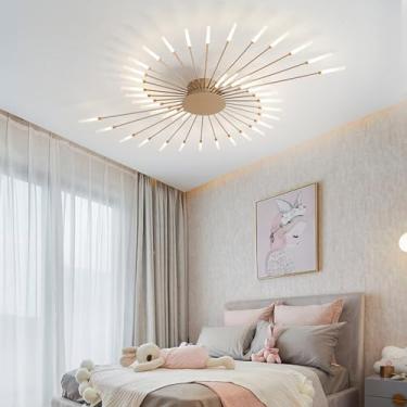 Imagem de Luminária de teto LED moderna, dimerizável com controle remoto, lustre preto, luminária de teto semi-embutida, para quarto, sala de estar, cozinha, sala de jantar, escritório, luminária pend