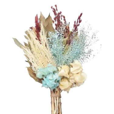 Imagem de Buquê flores secas desidratadas noiva festa evento decoração de casa, Wedding Venues & Home Altars, Long-Lasting Beauty Without Care(azul claro)