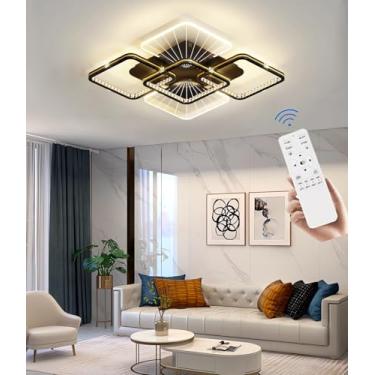Imagem de Luminária de teto LED moderna, dimerizável, para quarto, sala de estar, 3000k-6000k, com controle remoto, em metal acrílico, pendente para ambientes internos, 50cm, 58w, para cozinha e sala