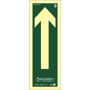 Imagem de Placa PVC Rígido 0,80mm 7x20cm Seta Próximo Ao Piso Fotoluminescente -