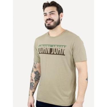 Imagem de Camiseta John John Masculina Logo Piece Cáqui-Masculino