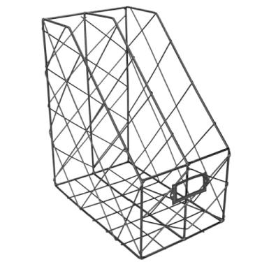 Imagem de Aqur2020 Organizador de Arquivo de Mesa de Ferro, Revista e Suporte de Documentos Com Moldura de Etiqueta, Rack de Armazenamento que Economiza Espaço para Uso Em Escritório (2 compartimentos pretos)