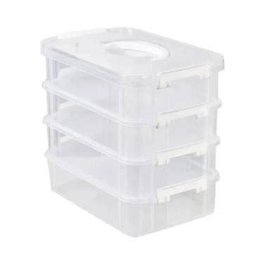 Imagem de Caixa De Armazenamento Empilhável De Plástico Transparente Extra Grand