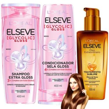 Imagem de Kit Elseve Loreal Paris Glycolic Gloss 400ML Oleo Extraordinario Acido