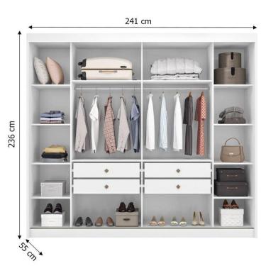 Imagem de Guarda Roupa Casal Belmonte E Gaveteiro Suiça Com Chave Neve - Novo Horizonte