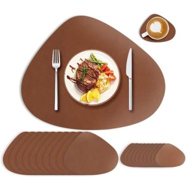 Imagem de Conjunto de 20 Peças, Marrom, 10 Jogos Americanos + 10 Tapete de xícara, Jogo Americano, Sousplat, Mesa Posta, Souplast, Jogo de Mesa, Kit Mesa Posta, Disponível em Ambos os Lados