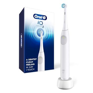 Imagem de Oral-B Escova de dentes elétrica recarregável iO Series 2, branco puro com 1 cabeça de escova de cuidado suave - sensor de pressão automático para proteger as gengivas - 3 modos - temporizador de 2