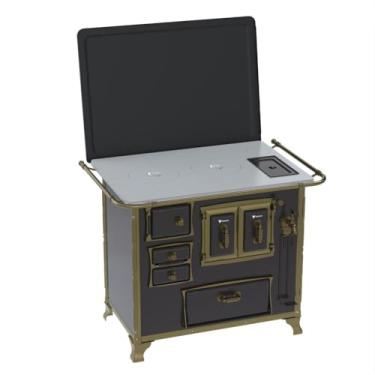 Imagem de Fogão a Lenha N 2 Renaissance Chapa de Aluminio Preto Cald Saida Direita