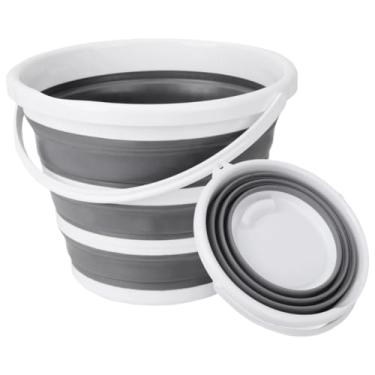 Imagem de Balde Dobrável Tipo Sanfonado Retrátil 10 Litros Silicone Cinza(1)