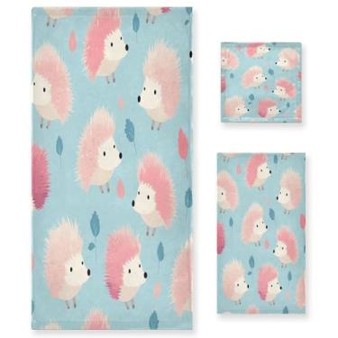 Imagem de xigua Lindo conjunto de toalhas de banheiro de ouriço absorvente macio 3 peças toalha de banho toalha de mão toalhas decorativas para banheiro, academia, hotel, praia, piscina
