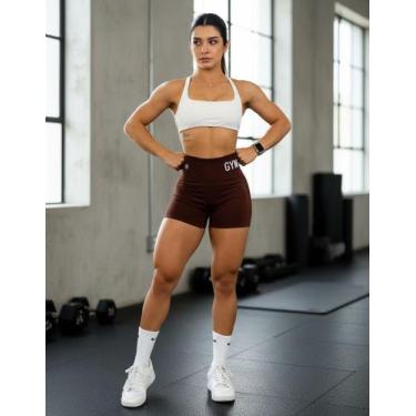 Imagem de Shorts Feminino Fitness Cintura Alta Modelador Sem Costura Compressão 