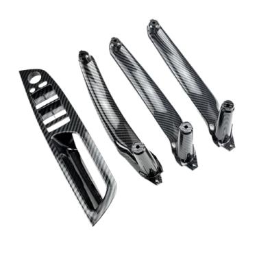 Imagem de 4 pçs kit lhd rhd motorista interno interruptor da janela da porta braço capa puxar alça substituição Compatível com bmw x5 x6 e70 e71 e72 2007-2013(Carbon 4Pcs LHD)