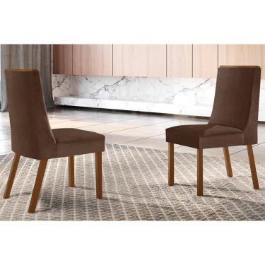 Imagem de Cadeira de Cozinha Dakota Kit 2 Un Imbuia - Naturalle/Suede Marrom - Rufato